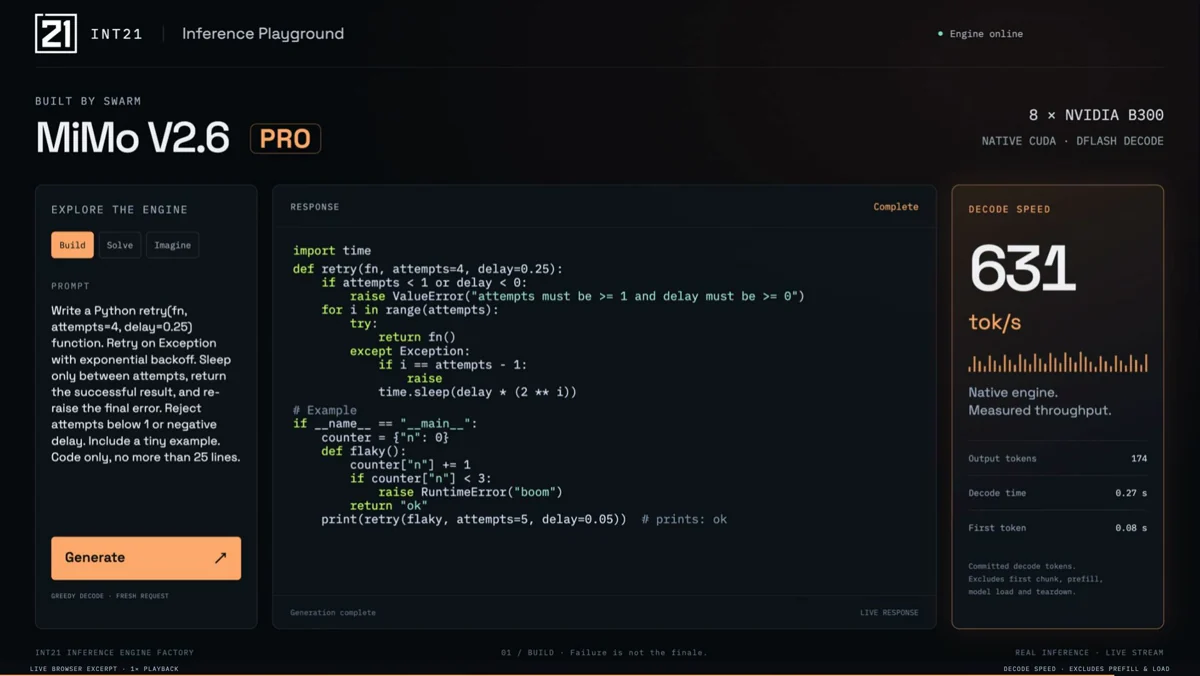 MiMo V2.6 Pro inference demo