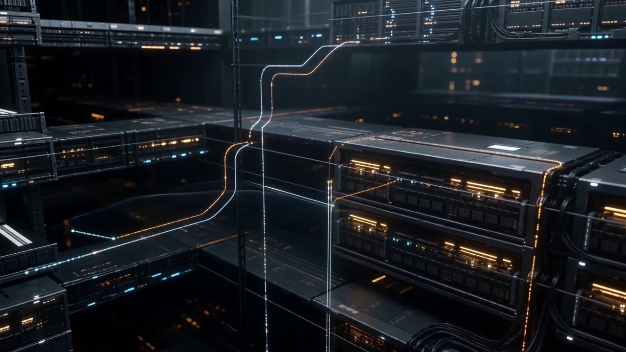 A cinematic view of interconnected compute infrastructure